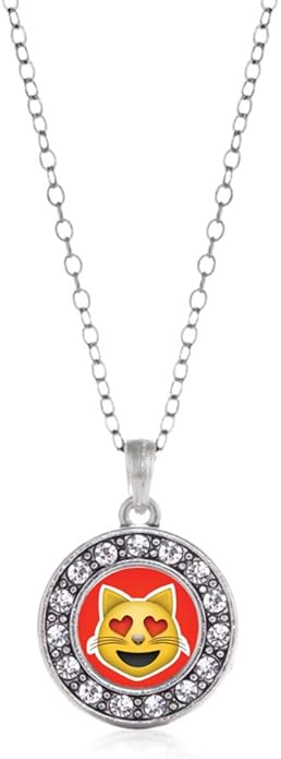 Inspired Silver - Silver Circle Charm 18 Inch Necklace with Cubic Zirconia Jewelry