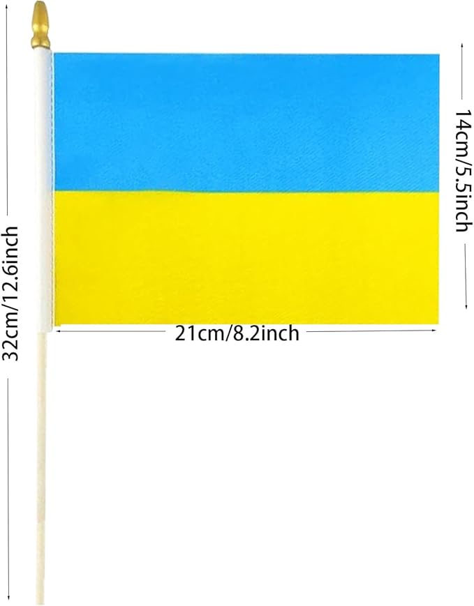 GSYLPFT 12 Pack Ukraine Flags on Sticks Ukrainian Small Mini Hand Held Flags for Office Classroom Holiday Party Decorations