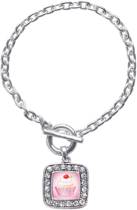 Inspired Silver - Silver Square Charm Toggle Bracelet with Cubic Zirconia Jewelry