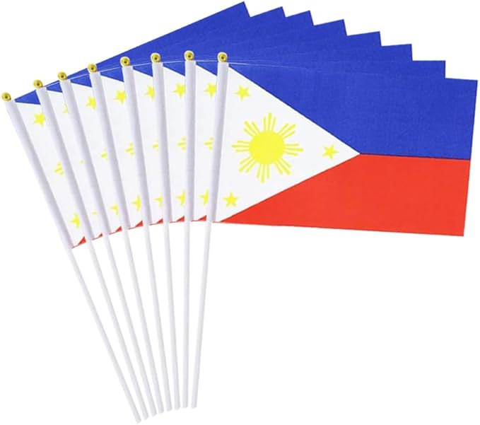 20 Pack Small Philippines Flags on Stick Mini Handheld Filipino Flag for Parades, Independence Day and Patriotic Events 5x8 Inch Durable Weather-Resistant Flags with 12 Inch Sticks(Philippines)