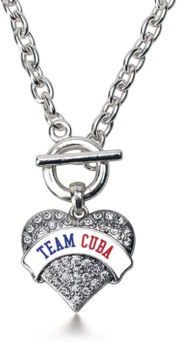 Inspired Silver - Silver Pave Heart Charm 18 Inch Necklace with Cubic Zirconia Jewelry