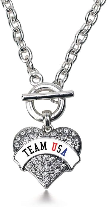 Inspired Silver - Silver Pave Heart Charm 18 Inch Necklace with Cubic Zirconia Jewelry