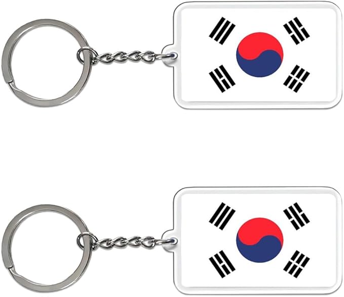 FHZJKJX 2 Pack South Korea Flag Keychain South Korean Key Ring-(Korea)