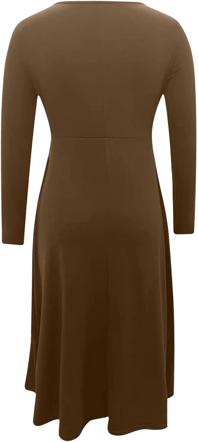 Winter Dresses for Women Wedding Guests Casual Cute Heart Long Sleeve Tiered Maxi Dress with Pockets Plus Size