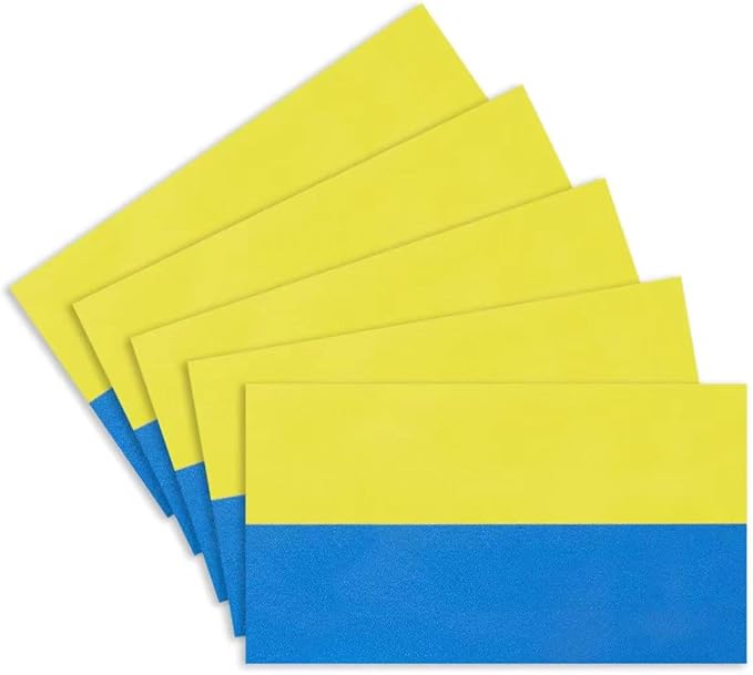 CANTENDO 5Pcs Ukraine Flag Decal Sticker - Ukrainian Flag Reflective Vinyl Car Stickers - for Car Window Bumper Waterproof Sticker (2.5 x 4.5 Inch)
