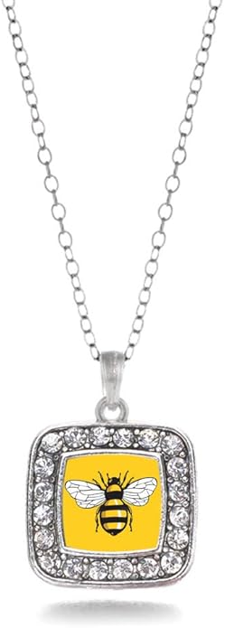 Inspired Silver - Silver Square Charm 18 Inch Necklace with Cubic Zirconia Jewelry