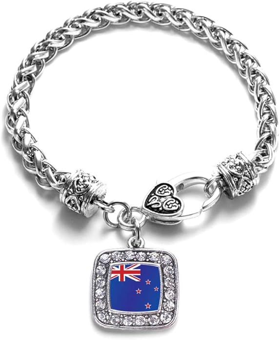 Inspired Silver - Silver Square Charm Bracelet with Cubic Zirconia Jewelry