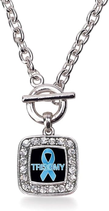 Inspired Silver - Silver Square Charm 18 Inch Necklace with Cubic Zirconia Jewelry