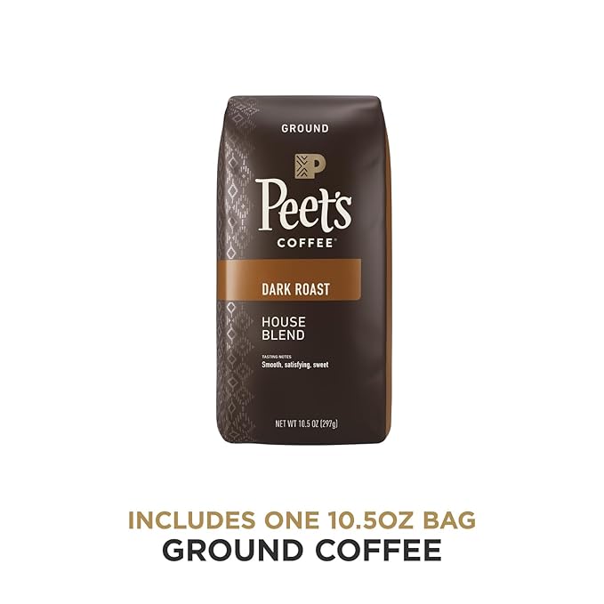 Peet's Coffee, Dark Roast Ground Coffee - House Blend 10.5 Ounce Bag