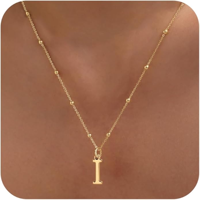 MDIEEL Initial Necklaces for Women Dainty 14k Gold Plated A-Z Letter Pendant Name Necklaces Cute Charm Choker Fashion Accessories Non Tarnish Trendy Jewelry Gift