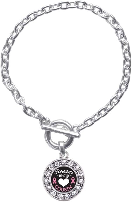 Inspired Silver - Silver Circle Charm Toggle Bracelet with Cubic Zirconia Jewelry