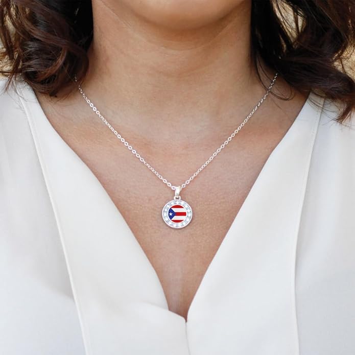 Inspired Silver - Silver Circle Charm 18 Inch Necklace with Cubic Zirconia Jewelry