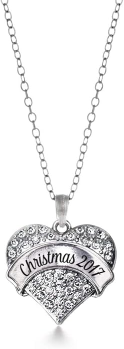 Inspired Silver - Silver Pave Heart Charm 18 Inch Necklace with Cubic Zirconia Jewelry