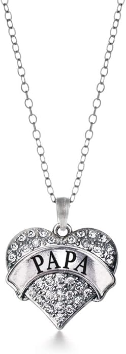 Inspired Silver - Silver Pave Heart Charm 18 Inch Necklace with Cubic Zirconia Jewelry
