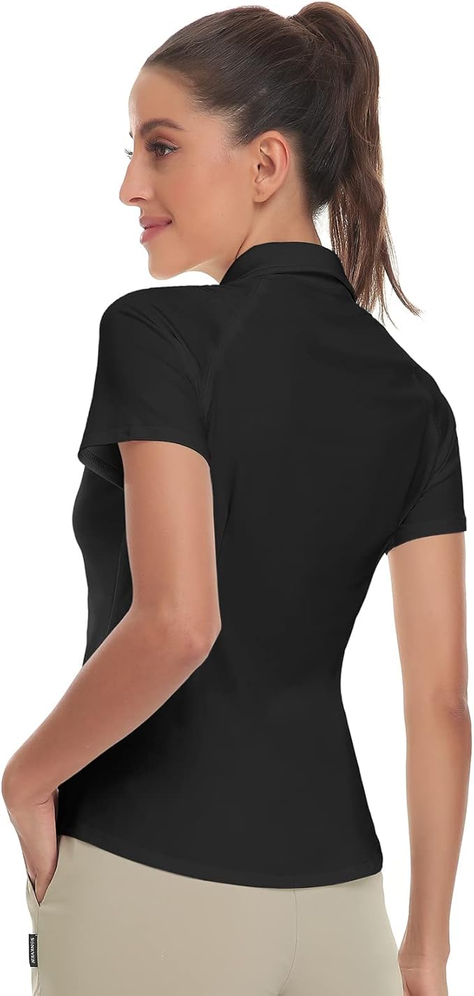 Women's Golf Shirt Short Sleeve Tennis Shirt Quarter Zip Golf Pullover Golf Polo Shirts Argyle Tops