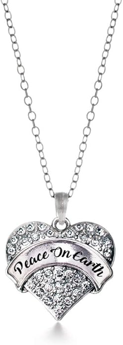 Inspired Silver - Silver Pave Heart Charm 18 Inch Necklace with Cubic Zirconia Jewelry