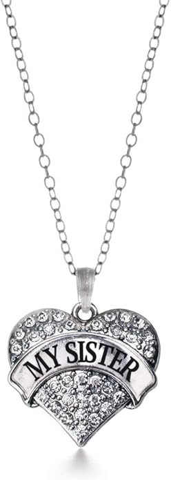 Inspired Silver - Silver Pave Heart Charm 18 Inch Necklace with Cubic Zirconia Jewelry