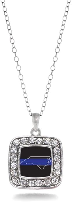 Inspired Silver - Silver Square Charm 18 Inch Necklace with Cubic Zirconia Jewelry