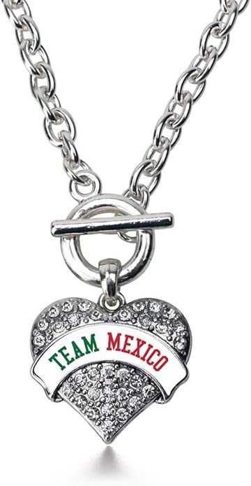 Inspired Silver - Silver Pave Heart Charm 18 Inch Necklace with Cubic Zirconia Jewelry