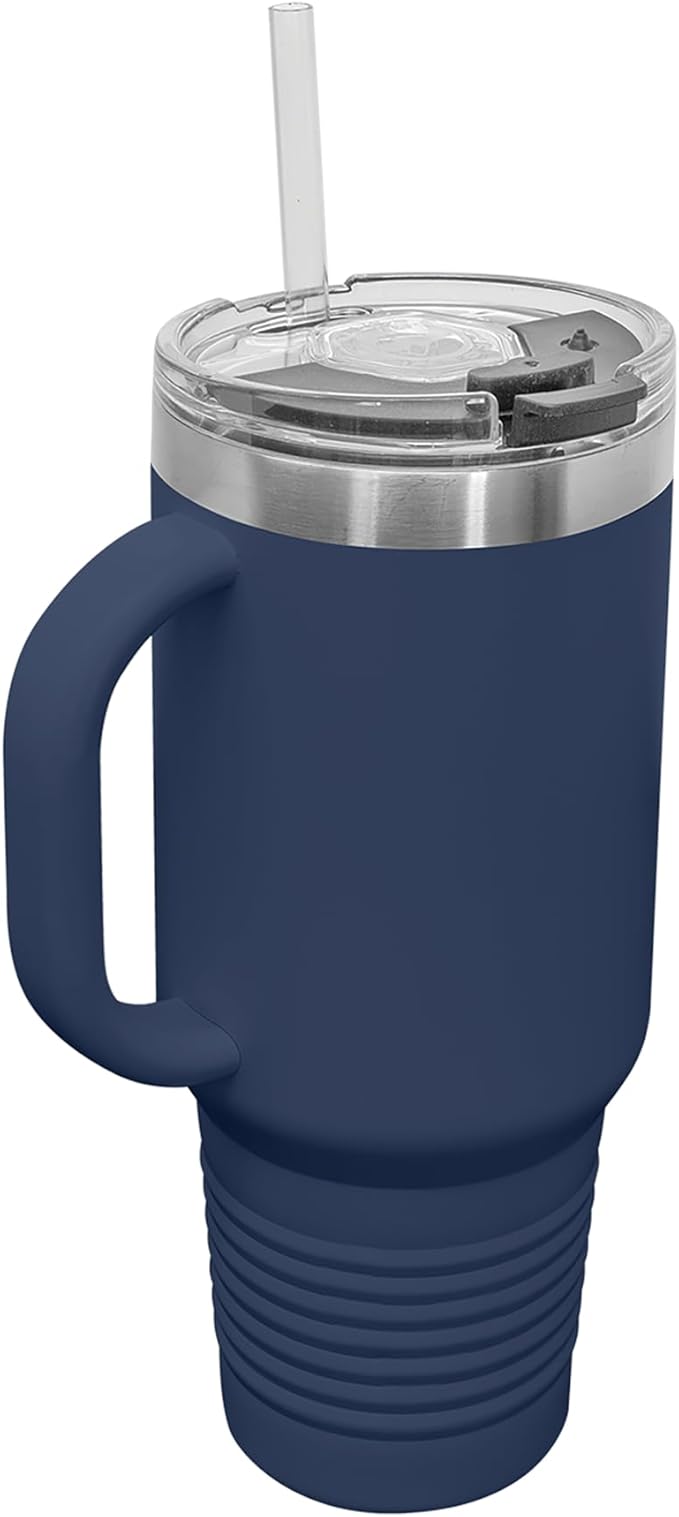 LaserGram 40oz Vacuum Insulated Travel Mug with Handle, CNA Certified Nurse Assistant, Personalized Engraving Included (Navy Blue)