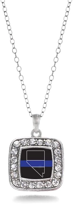 Inspired Silver - Silver Square Charm 18 Inch Necklace with Cubic Zirconia Jewelry