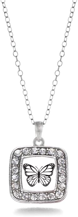 Inspired Silver - Silver Square Charm 18 Inch Necklace with Cubic Zirconia Jewelry