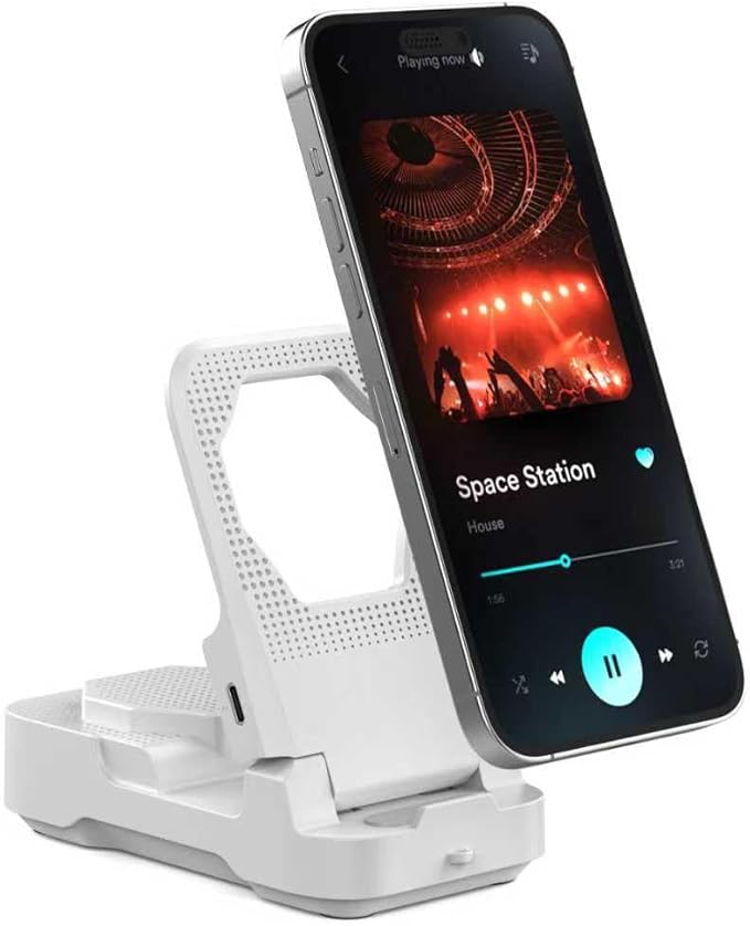 Mobile Phone Sensor Stand Bluetooth Speaker（White）