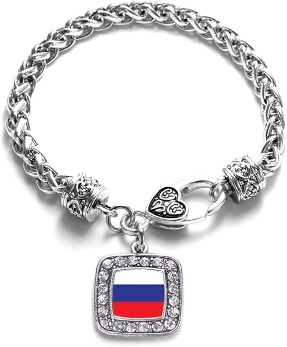 Inspired Silver - Silver Square Charm Bracelet with Cubic Zirconia Jewelry