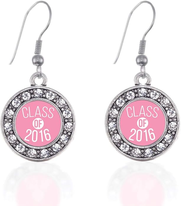 Inspired Silver - Silver Circle Charm French Hook Drop Earrings with Cubic Zirconia Jewelry