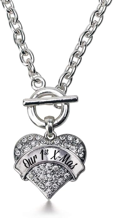 Inspired Silver - Silver Pave Heart Charm 18 Inch Necklace with Cubic Zirconia Jewelry