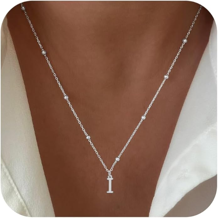 MDIEEL Initial Necklaces for Women Dainty 14k Gold Plated A-Z Letter Pendant Name Necklaces Cute Charm Choker Fashion Accessories Non Tarnish Trendy Jewelry Gift