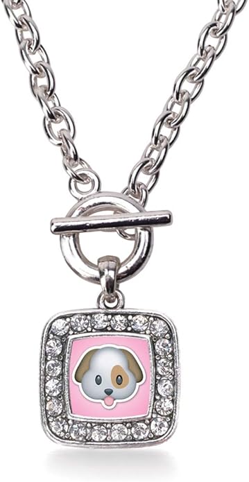 Inspired Silver - Silver Square Charm 18 Inch Necklace with Cubic Zirconia Jewelry