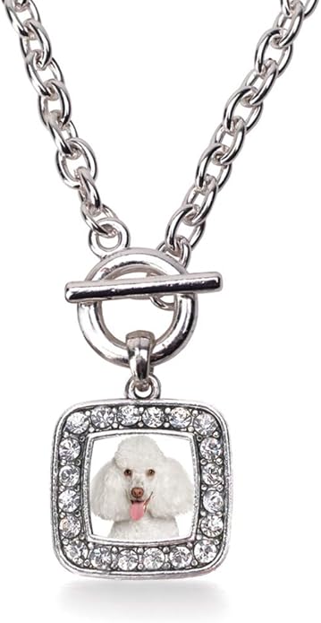 Inspired Silver - Silver Square Charm 18 Inch Necklace with Cubic Zirconia Jewelry