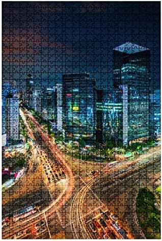 500Piece Puzzle Seoul Gangnam District at Night South Korea Indoor Activities Difficult Jigsaw Puzzle Set for Adults Children Educational Toys Gift