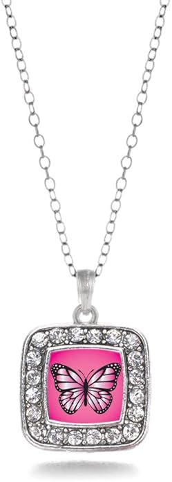 Inspired Silver - Silver Square Charm 18 Inch Necklace with Cubic Zirconia Jewelry