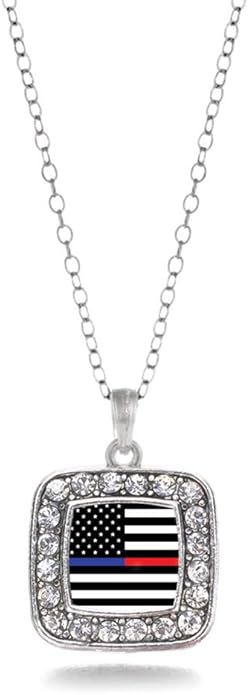 Inspired Silver - Silver Square Charm 18 Inch Necklace with Cubic Zirconia Jewelry