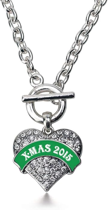 Inspired Silver - Silver Pave Heart Charm 18 Inch Necklace with Cubic Zirconia Jewelry
