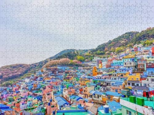 Challenging Puzzles for Adults 500 Pieces Jigsaw Puzzles Gamcheon Cultural Village at Busan South Korea Jigsaw Puzzles, Educational Game Family Decoration Puzzle Game Toys Gift,Wall Decor