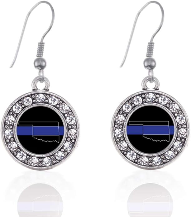 Inspired Silver - Silver Circle Charm French Hook Drop Earrings with Cubic Zirconia Jewelry