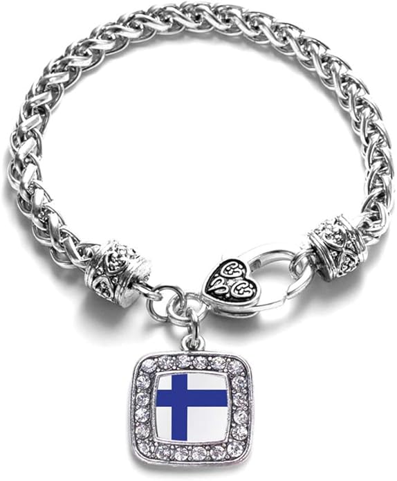 Inspired Silver - Silver Square Charm Bracelet with Cubic Zirconia Jewelry