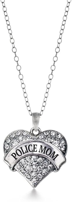 Inspired Silver - Silver Pave Heart Charm 18 Inch Necklace with Cubic Zirconia Jewelry