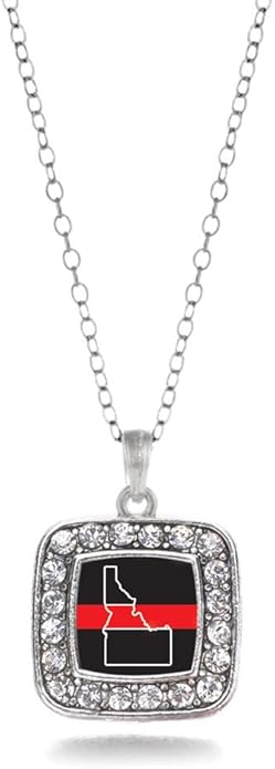 Inspired Silver - Silver Square Charm 18 Inch Necklace with Cubic Zirconia Jewelry