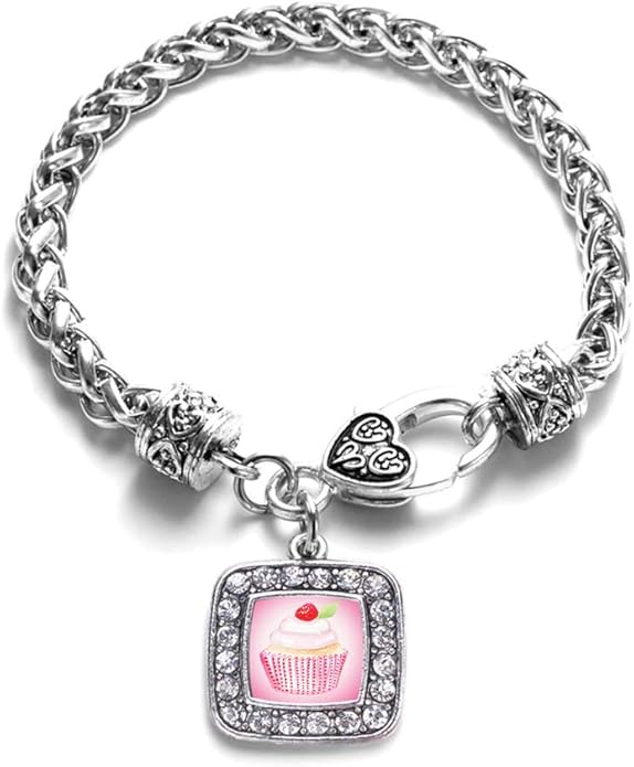 Inspired Silver - Silver Square Charm Bracelet with Cubic Zirconia Jewelry