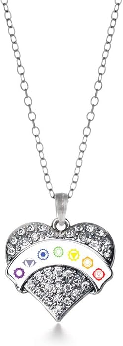 Inspired Silver - Silver Pave Heart Charm 18 Inch Necklace with Cubic Zirconia Jewelry