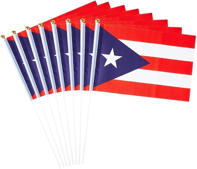 20 Pack Small Puerto Rico Flags on Stick Mini Handheld Puerto Rican Flag for Parades, Independence Day and Patriotic Events 5x8 Inch Durable Weather-Resistant Flags with 12 Inch Sticks(Puerto Rico)