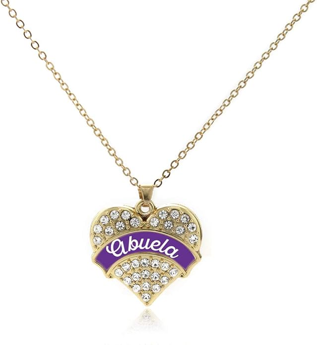 Inspired Silver - Gold Pave Heart Charm 18 Inch Necklace with Cubic Zirconia Jewelry