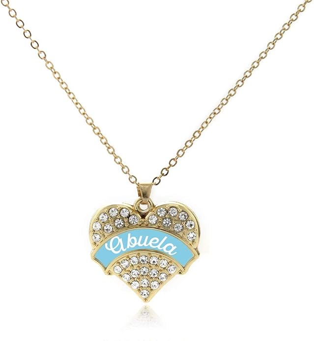 Inspired Silver - Gold Pave Heart Charm 18 Inch Necklace with Cubic Zirconia Jewelry