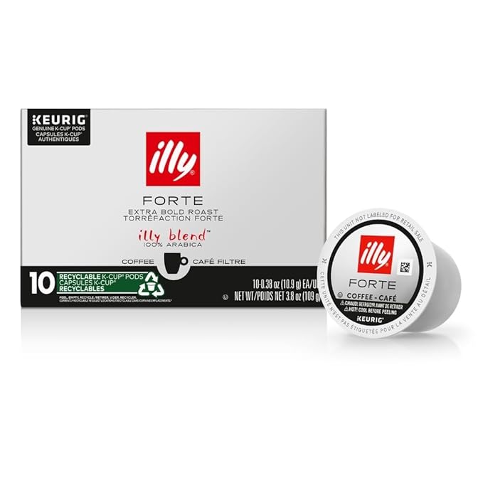 Illy Forte K Cup Coffee Pod, Bold And Intense, Extra Dark Roast, Made With 100% Arabica Beans, All-Natural, No Preservatives, Made for Keurig Machines, 10 Count (Pack Of 1)