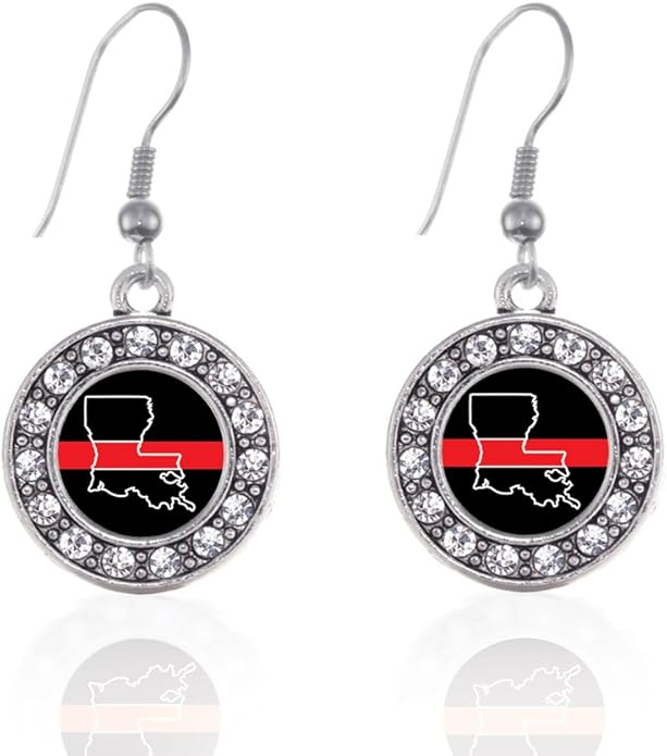 Inspired Silver - Silver Circle Charm French Hook Drop Earrings with Cubic Zirconia Jewelry