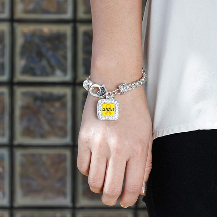 Inspired Silver - Silver Square Charm Bracelet with Cubic Zirconia Jewelry